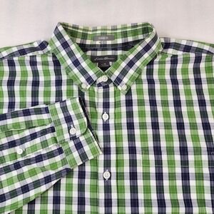 Eddie Bauer Shirt Mens XL Green Blue Plaid Button Down Long Sleeve Outdoor